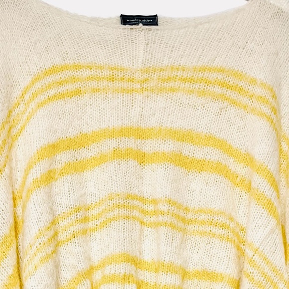Wooden Ships Anthropologie Poncho Sweater Mohair Wool Blend Yellow Stripes S M - Picture 7 of 12